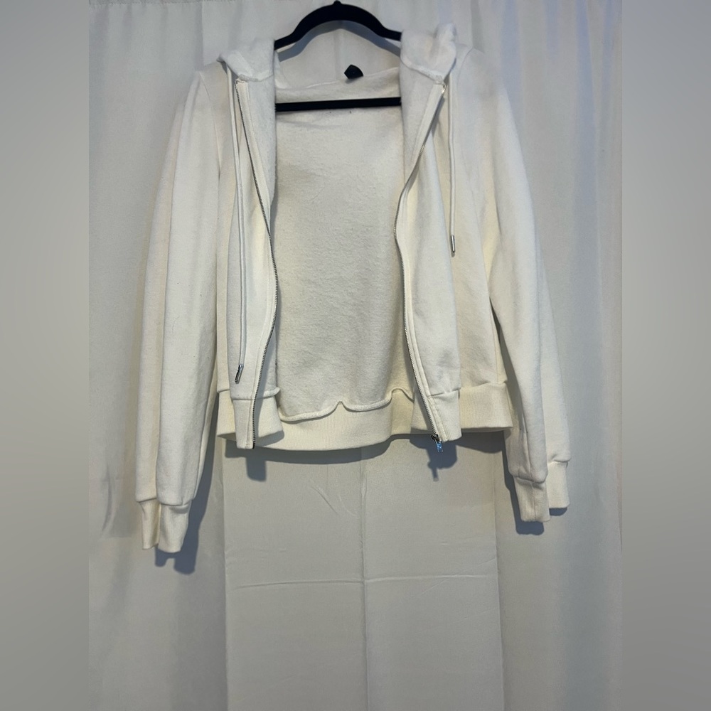 White Zip Up Sweatshirt